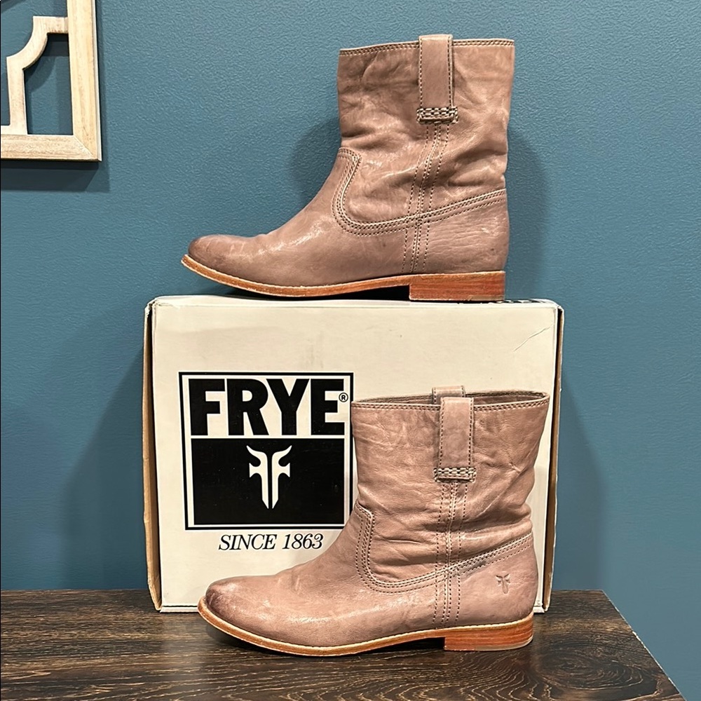 Frye Grey Ankle Booties with Western Style